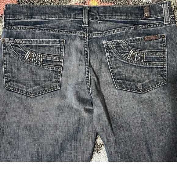 7 for All Mankind Womens Bootcut Jeans Rhinestone Embellished Waist Size 29 Blue - Picture 7 of 10